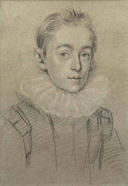 ECOLE FRANCAISE DU XIXème siècle Portrait d'un jeune garçon en costume Renaissance...