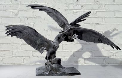 Paul LANDOWSKI (1875-1961) 
Vultures
Proof in bronze with black patina.
Lost wax...