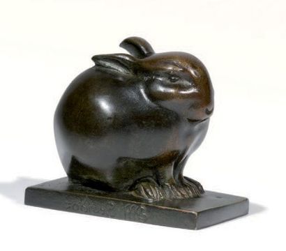 Édouard-Marcel SANDOZ (1881-1971) 
Rabbit with its ear raised - About 1920
Proof...
