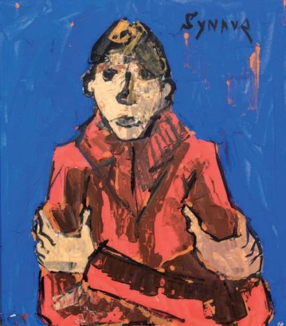 Jean Claude SYNAVE (1942) 
Woman with a red coat
Oil on cardboard signed in the upper...