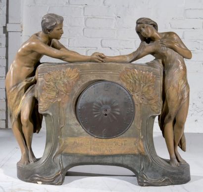 Simon et Friedriech GOLDSHEIDER (1845-1897) 
Clock "allegory of the friendship" -...
