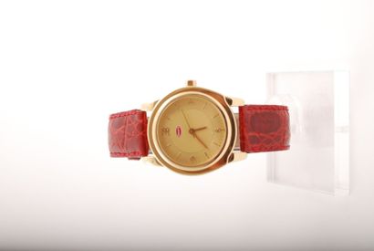 BUGATTI 
 Calander model, circa 2000.
Unisex bracelet watch in 18K (750°/00) yellow...