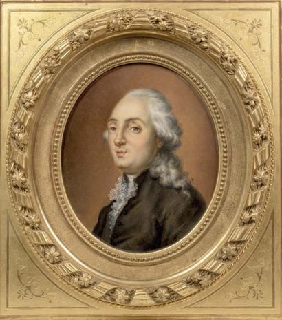 Attribué à Adolphe Henri Dubasty (1814-1884) 
Portrait de Louis XVI en médaillon
Huile...