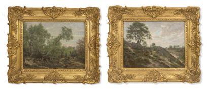 Antoine CHINTREUIL (1814-1873) 
Biches sous bois
Paire d'huiles sur toile. Signées
27...