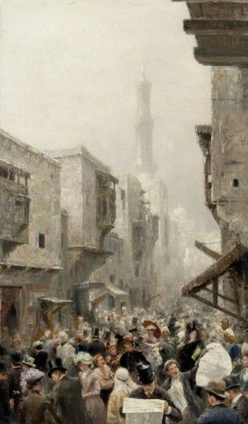 Felix POSSART (1837-1928) 
Rue du Caire pendant l'exposition
Universelle
Huile sur...