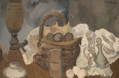 André LANSKOY (1902-1976) 
La table garnie, circa 1930
Huile sur toile
Signée en...