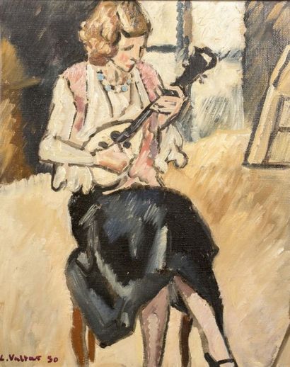 Louis VALTAT (1869-1952) 
La joueuse de banjo, 1930
Huile sur toile
Signée et datée...