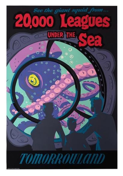 Affiche Attraction Poster Disneyland Tomorrowland 20000 Leagues under the Sea Affiche...