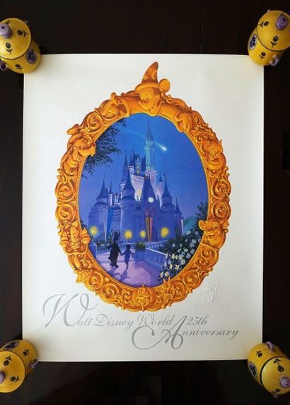 Walt Disney World 25e anniversaire rare poster Walt Disney World 25e anniversaire...