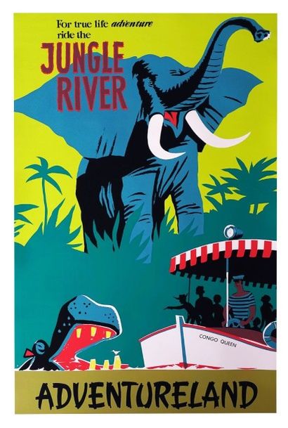 Affiche Attraction Poster Disneyland Adventureland « Jungle River » Affiche Attraction...