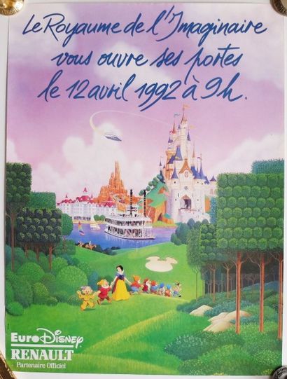 Poster Renault Euro Disney Poster Promotionnel Renault Avril 1992 (légèrement déchiré...