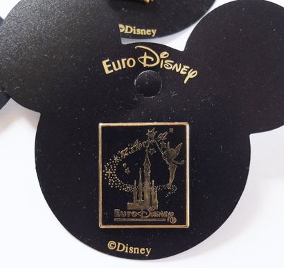 Lot de 4 pins Ouverture Euro Disney 4 Pins sur leur support de vente disponible dans...