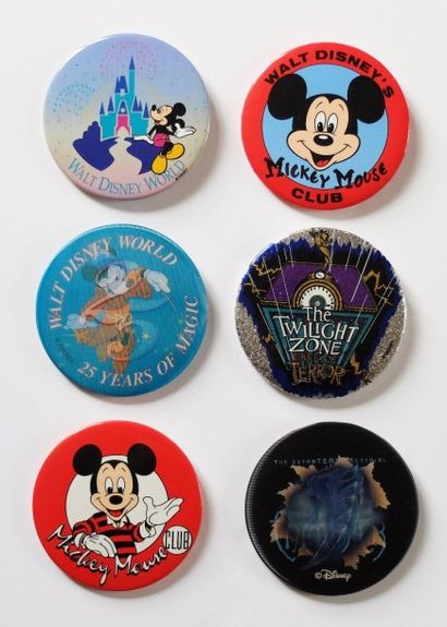 Lot de 6 Badges Parc Disney 3 Badges Walt Disney World, 2 Badge Mickey Mouse Club,...