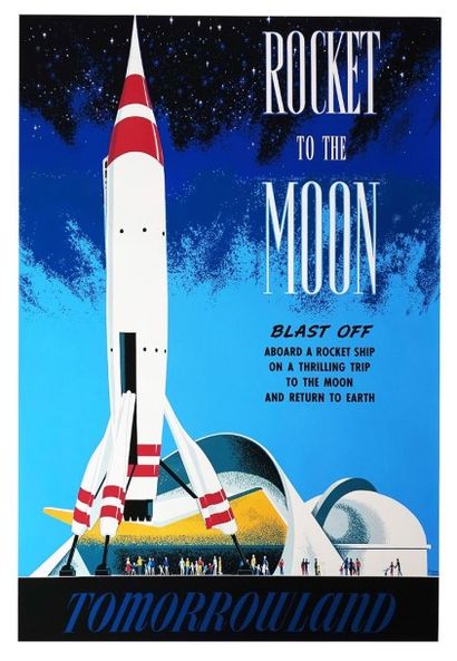 Affiche Attraction Poster Disneyland Tomorrowland Rocket to the Moon Affiche Attraction...