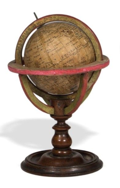 null Mini globe terrestre signé par
DELAMARCHE Rue du BATTOIR à Paris
Milieu XIXème...