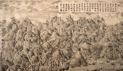 CHINE - Epoque QIANLONG (1736 - 1795) 
Ensemble de quatre gravures de la série "
Gravures...