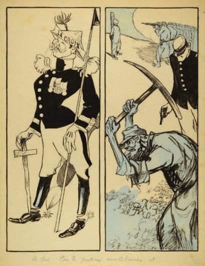 Aristide DELANNOY Cavalerie
Encre sur papier calque, publié dans «l'Assiette au Beurre»...