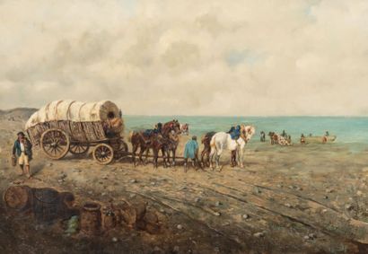LARGINY (XIXe siècle) 
Bord de mer
Huile sur toile
Signée en bas à droite
55 x 81,5...