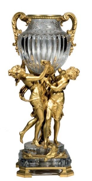 BACCARAT Vase Les Trois Grâces d'après un modèle de François-Hippolyte Moreau (1832-1927)
En...