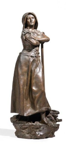 Henri GODET (1853-1937) 
La glaneuse
Epreuve en bronze à patine brune, signée, numéroté...