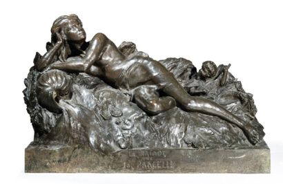 Clément D'ASTANIERE (1841-1917) 
La naïade de la parcelle
Epreuve en bronze en patine...