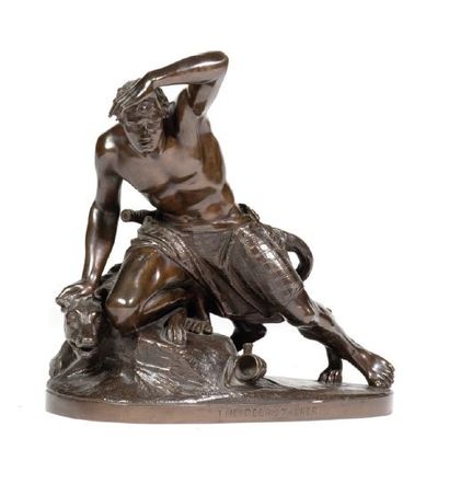 Edward Browning STEPHENS (1815-1882) 
The deer stalker
Epreuve en bronze à patine...