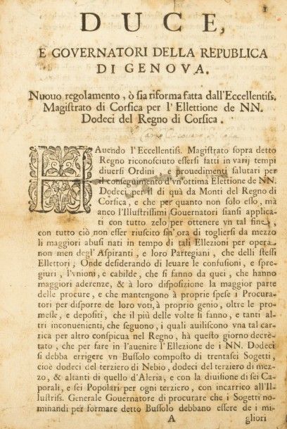 [CORSE/1715].
Duce, e Governatori della Republica...