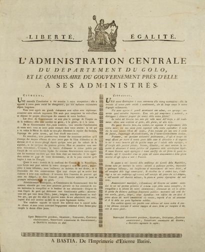 null [CORSE/1793].
[...] L'Administration centrale du Département du Golo, et le...