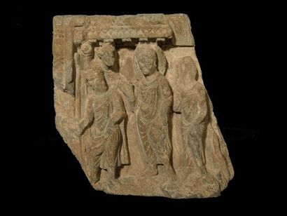 ART GRECO-BOUDDHIQUE DU GANDHARA (Ier - Vème siècle) Bas-relief représentant Bouddha...