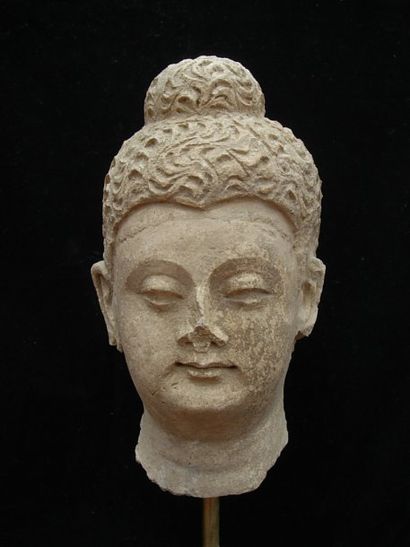 ART GRECO-BOUDDHIQUE DU GANDHARA (Ier - Vème siècle) Tête de Bouddha. En stuc. Hadda....