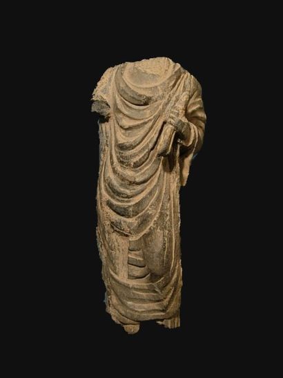 ART GRECO-BOUDDHIQUE DU GANDHARA (Ier - Vème siècle) Torse de Bouddha. En schiste....