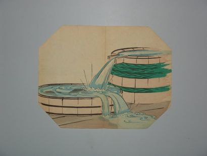 null Quatre estampes de Zeshin et Gyokusho, format uchiwa.