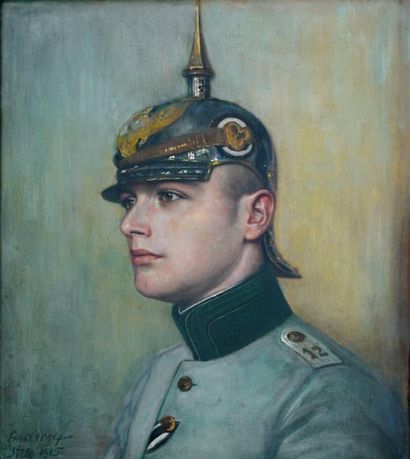 Emile WOLF (XIXème- XXème siècle) « Militaire du régiment 12, 1915 » Huile sur toile...