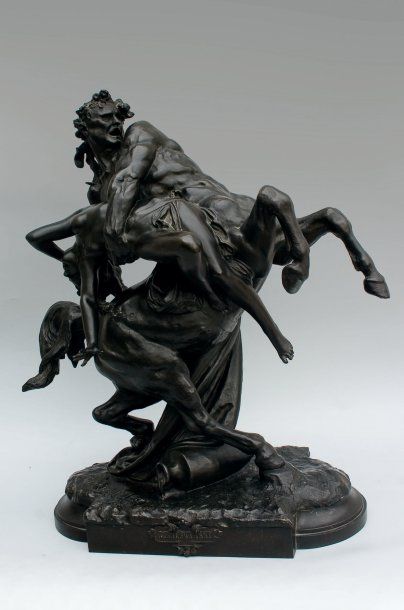 Albert CARRIER-BELLEUSE (1824-1887) « L'Enlèvement » Bronze à patine brune Signé...