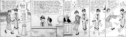 BRANNER. « Winnie Winkle ». Encre de Chine noire pour un strip paru en 1924 dans...
