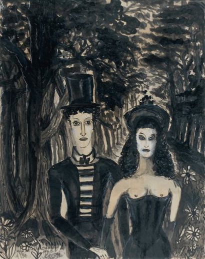 null « La promenade en forêt, 1948 » Encre Signée et datée 63 x 49,5 cm Bibliographie...