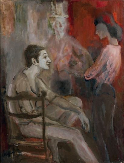 Charles KIFFER (1902-1992) « Avant le spectacle » Huile sur toile Signée en bas à...