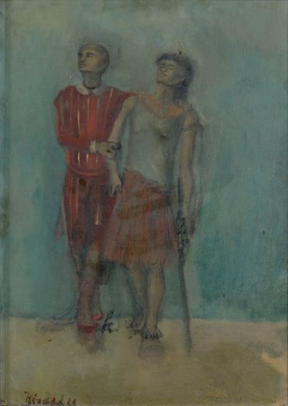 Christian Jacques BERARD (1902-1949) « Deux personnages » Huile sur toile. Signée...