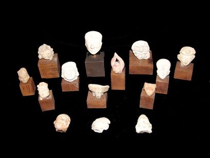 EQUATEUR Culture Tumaco-La Tolita (300 av. - 500 ap. J.C.) Lot de quatorze têtes....