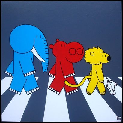 DIEZ Sylvain Abbey road / Acrylique sur toile / SBD / 80 x 80 cm