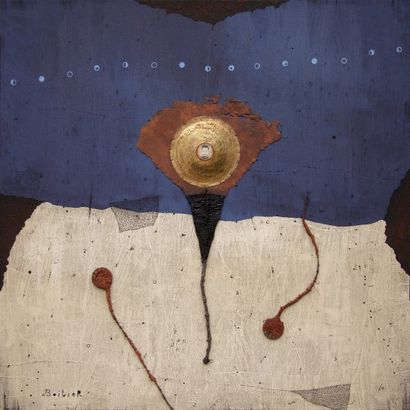 BOITIER Thierry Blue Phu / Technique mixte sur toile / SBG / 90 x 90 cm