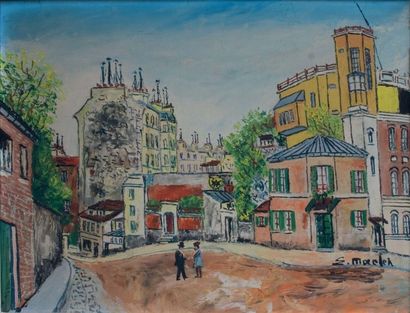 Elisee MACLET (1881-1962) Rue à Montmartre Huile sur toile signée en bas à droite...
