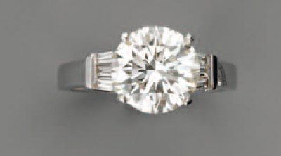 null BAGUE diamants brillanté (3,04 cts) et baguettes, en or