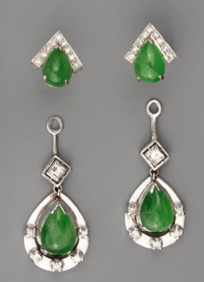 null PENDANTS d'oreille en or, jade et diamants