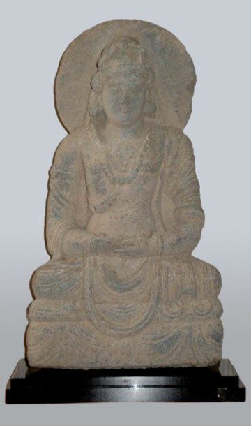 ART GRÉCO-BOUDDHIQUE DU GANDHARA (Ier - Ve siècle) Bodhisattva SIDDHÂRTA en méditation....