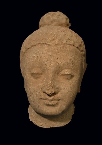 ART GRÉCO-BOUDDHIQUE DU GANDHARA (Ier - Ve siècle) Tête de Bouddha. En stuc. peshawar....