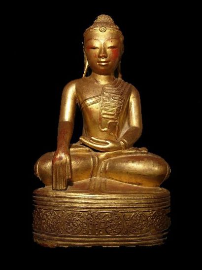 BIRMANIE, CAMBODGE, LAOS, SIAM Statuette de Bouddha représenté en position de prise...