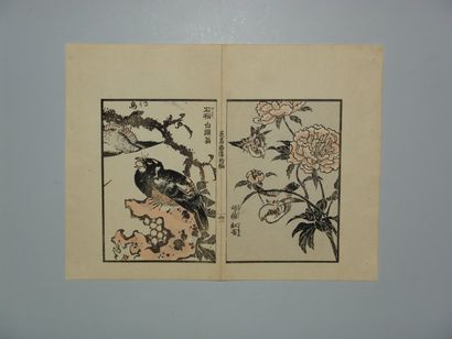 JAPON Six estampes de Taito, série des 100 oiseaux. Vers 1820.