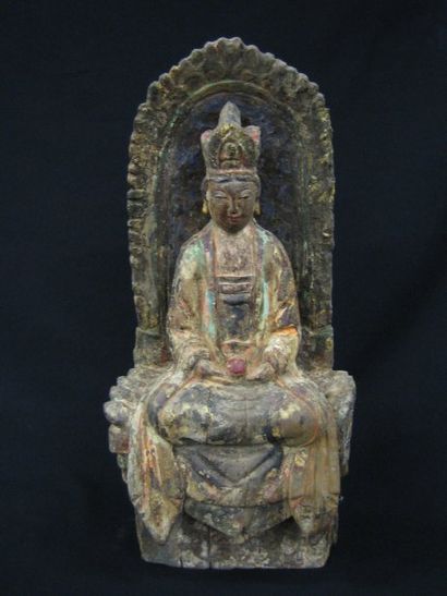 T'SING ( XVIIIe siècle ) Bouddha assis en méditation, entouré d'une mandorle. En...