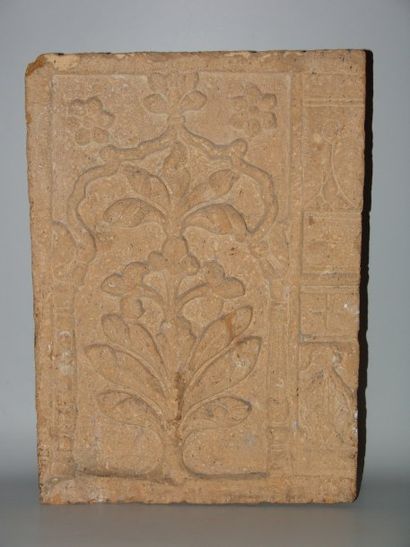 INDE Ornementation « Haveli » à décor floral. En grès. Jaipur, Rajasthan. XVIe s....